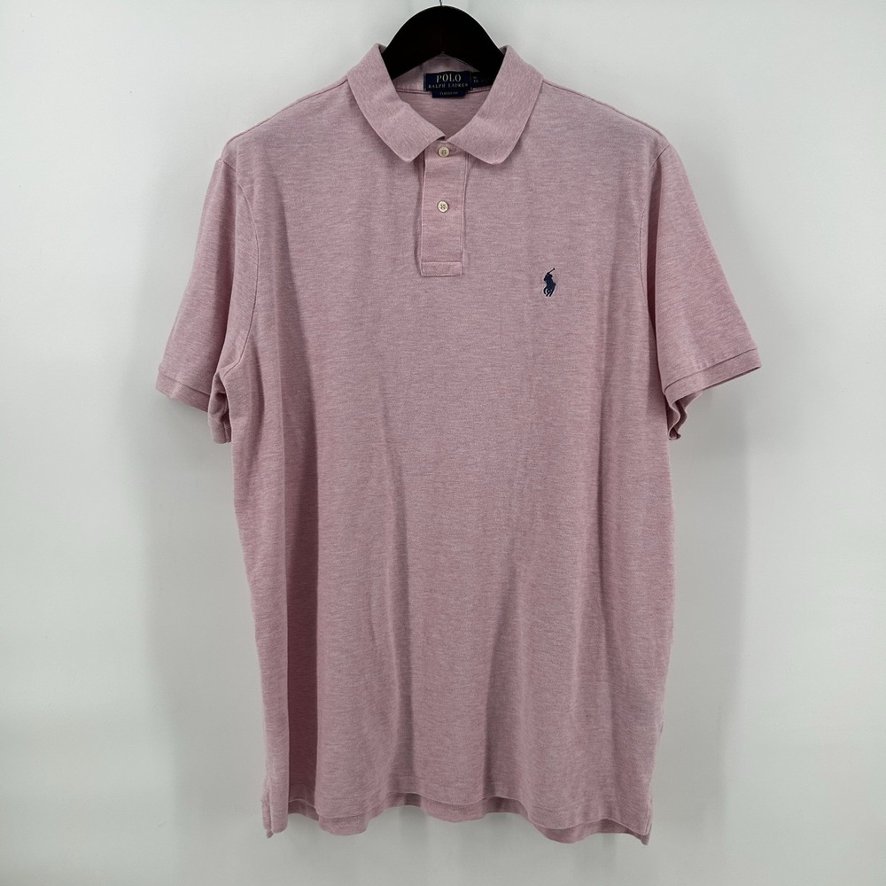 Polo Ralph Lauren Interlock Polo Mens XL Pink Heather Classic Fit Blue Pony Ivy